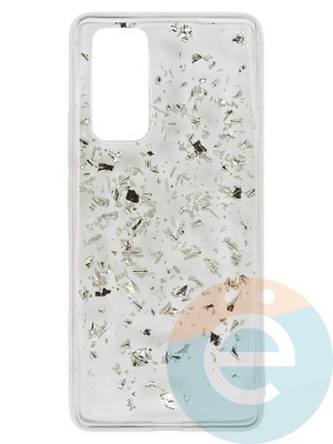 Накладка силиконовая с фольгой для Huawei Honor 30 Pro серебристая - фото 37657