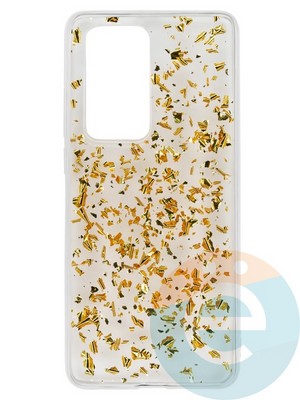 Накладка силиконовая с фольгой для Huawei P40 Pro золотистая - фото 37674