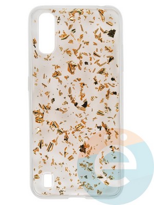 Накладка силиконовая с фольгой для Samsung Galaxy A01 бронзовая - фото 37699