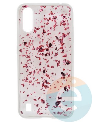 Накладка силиконовая с фольгой для Samsung Galaxy A01 розовая - фото 37702