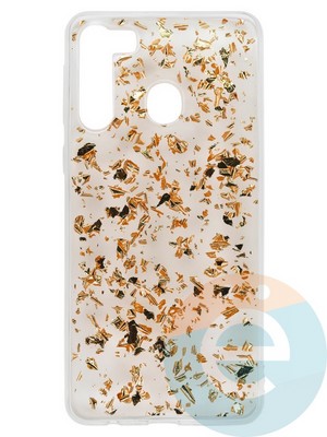 Накладка силиконовая с фольгой для Samsung Galaxy A21 бронзовая - фото 37704