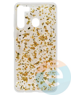 Накладка силиконовая с фольгой для Samsung Galaxy A21 золотистая - фото 37705