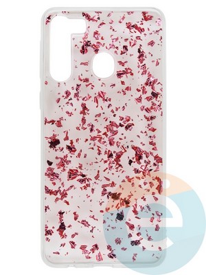 Накладка силиконовая с фольгой для Samsung Galaxy A21 розовая - фото 37707