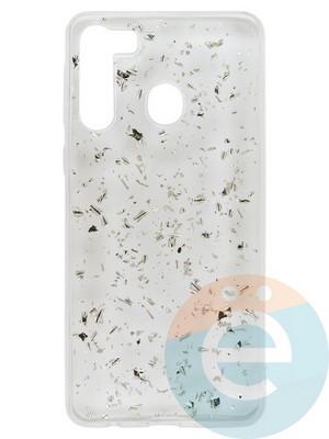 Накладка силиконовая с фольгой для Samsung Galaxy A21 серебристая - фото 37708