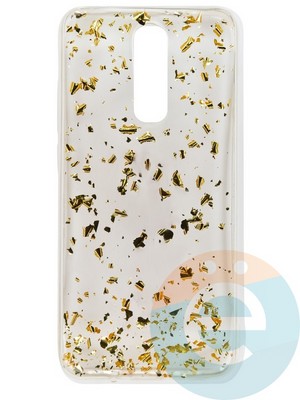 Накладка силиконовая с фольгой для Xiaomi Redmi 8 золотистая - фото 37730