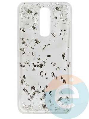 Накладка силиконовая с фольгой для Xiaomi Redmi 8 серебристая - фото 37733