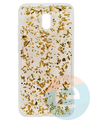 Накладка силиконовая с фольгой для Xiaomi Redmi 8A золотистая - фото 37735
