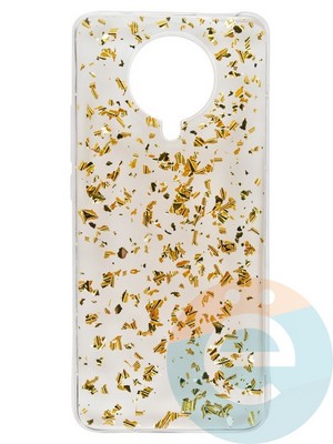 Накладка силиконовая с фольгой для Xiaomi Redmi K30 Pro золотистая - фото 37740