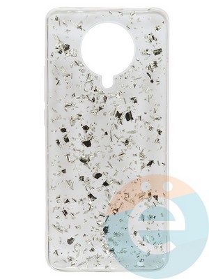 Накладка силиконовая с фольгой для Xiaomi Redmi K30 Pro серебристая - фото 37743