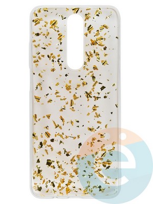 Накладка силиконовая с фольгой для Xiaomi Redmi K30 золотистая - фото 37745