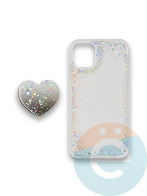 Накладка силиконовая с Поп Сокетом для Apple Iphone 11 белая - фото 37764