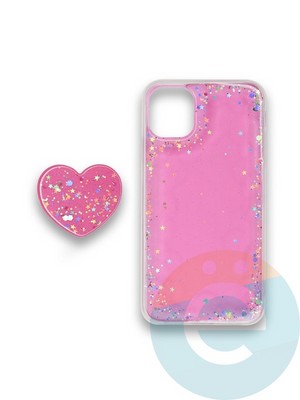 Накладка силиконовая с Поп Сокетом для Apple Iphone 11 розовая - фото 37767