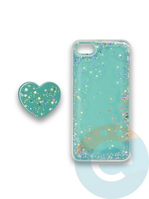 Накладка силиконовая с Поп Сокетом для Apple Iphone 7/8/SE2 бирюзовая - фото 37779