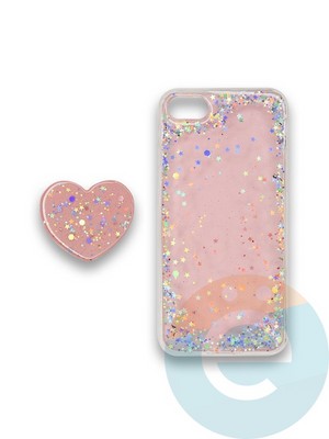 Накладка силиконовая с Поп Сокетом для Apple Iphone 7/8/SE2 пудровая - фото 37780