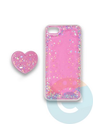 Накладка силиконовая с Поп Сокетом для Apple Iphone 7/8/SE2 розовая - фото 37781