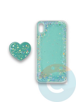 Накладка силиконовая с Поп Сокетом для Apple Iphone Xr бирюзовая - фото 37784