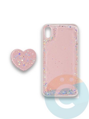 Накладка силиконовая с Поп Сокетом для Apple Iphone Xr пудровая - фото 37785