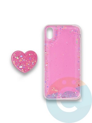 Накладка силиконовая с Поп Сокетом для Apple Iphone Xr розовая - фото 37786
