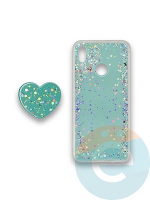 Накладка силиконовая с Поп Сокетом для Huawei P Smart 2019/Honor 10 Lite бирюзовая - фото 37789