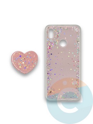 Накладка силиконовая с Поп Сокетом для Huawei P Smart 2019/Honor 10 Lite пудровая - фото 37790