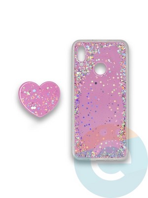 Накладка силиконовая с Поп Сокетом для Huawei P Smart 2019/Honor 10 Lite розовая - фото 37791