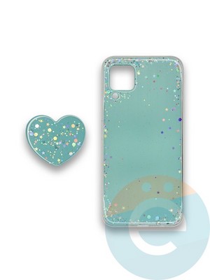 Накладка силиконовая с Поп Сокетом для Huawei P40 Lite/Nova 6SE/Nova 7i бирюзовая - фото 37794