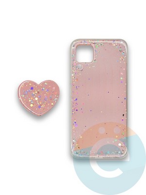 Накладка силиконовая с Поп Сокетом для Huawei P40 Lite/Nova 6SE/Nova 7i пудровая - фото 37795