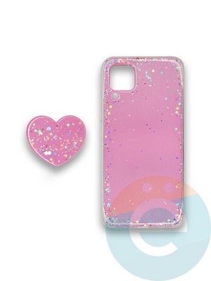 Накладка силиконовая с Поп Сокетом для Huawei P40 Lite/Nova 6SE/Nova 7i розовая - фото 37796