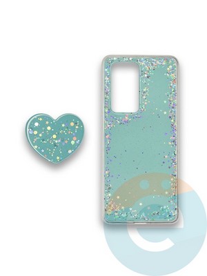 Накладка силиконовая с Поп Сокетом для Huawei P40 Pro бирюзовая - фото 37798