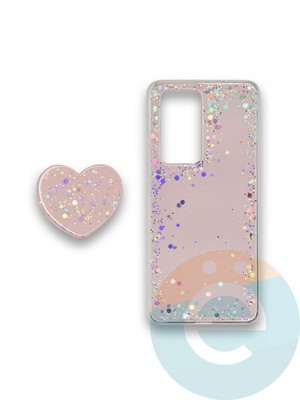 Накладка силиконовая с Поп Сокетом для Huawei P40 Pro пудровая - фото 37799