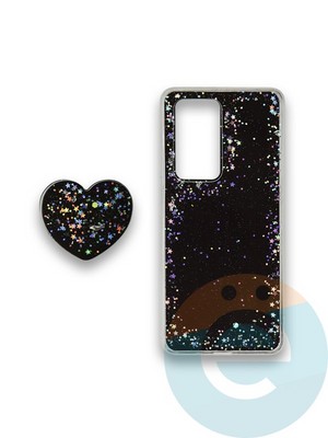 Накладка силиконовая с Поп Сокетом для Huawei P40 Pro черная - фото 37801