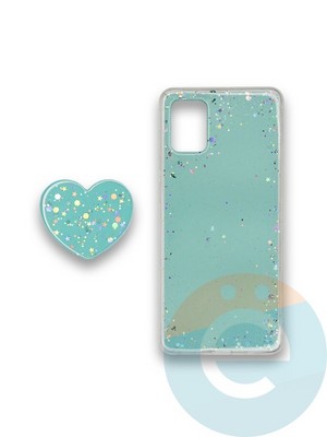 Накладка силиконовая с Поп Сокетом для Samsung A31 бирюзовая - фото 37822