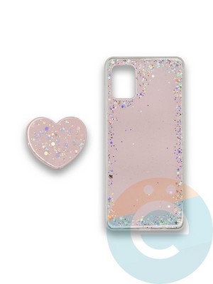 Накладка силиконовая с Поп Сокетом для Samsung A31 пудровая - фото 37823