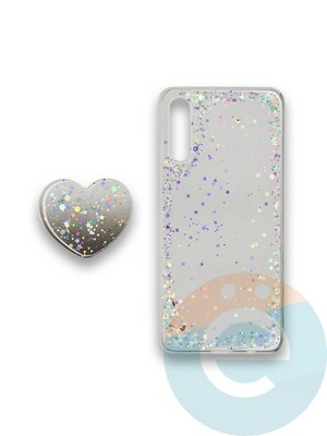 Накладка силиконовая с Поп Сокетом для Samsung A50/A30S белая - фото 37826