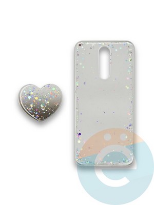 Накладка силиконовая с Поп Сокетом для Xiaomi Redmi 8 белая - фото 37841