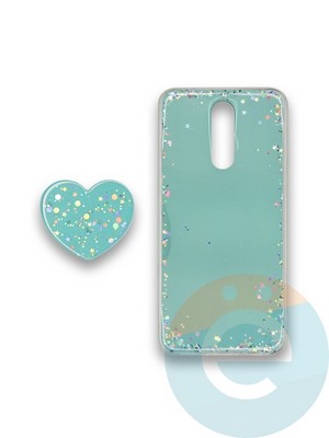 Накладка силиконовая с Поп Сокетом для Xiaomi Redmi 8 бирюзовая - фото 37842