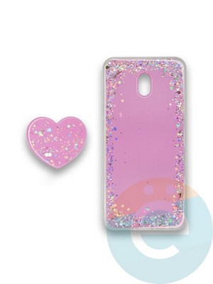 Накладка силиконовая с Поп Сокетом для Xiaomi Redmi 8A розовая - фото 37849