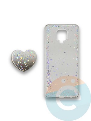 Накладка силиконовая с Поп Сокетом для Xiaomi Redmi Note 9S/9 Pro белая - фото 37861