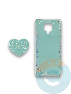 Накладка силиконовая с Поп Сокетом для Xiaomi Redmi Note 9S/9 Pro бирюзовая - фото 37862