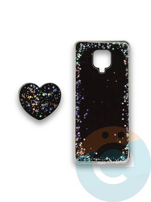 Накладка силиконовая с Поп Сокетом для Xiaomi Redmi Note 9S/9 Pro черная - фото 37865