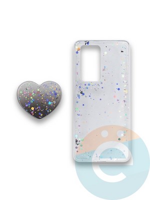 Накладка силиконовая с Поп Сокетом для Huawei P40 Pro белая - фото 38036