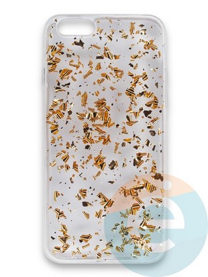 Накладка силиконовая с фольгой для Apple iPhone 6/6s золотистая - фото 38041