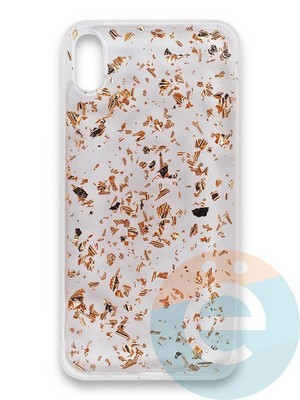 Накладка силиконовая с фольгой для Apple iPhone Xs Max бронзовая - фото 38067