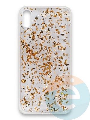 Накладка силиконовая с фольгой для Apple iPhone X/Xs золотистая - фото 38058