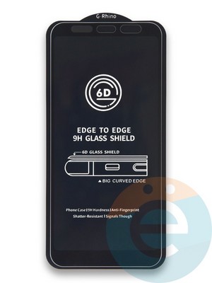 Защитное стекло 6D с полной проклейкой на Samsung Galaxy A7 2018 черное - фото 38103