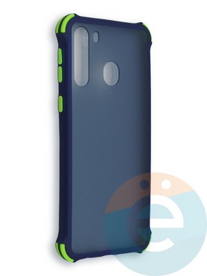 Накладка пластиковая матовая с усиленными углами для Samsung Galaxy A21 синяя - фото 38445