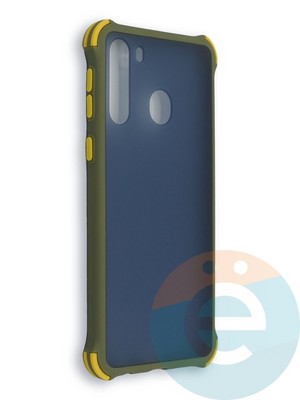 Накладка пластиковая матовая с усиленными углами для Samsung Galaxy A21 хаки - фото 38446