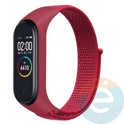 Нейлоновый ремешок для Xiaomi Mi band 3/4 бордовый - фото 38498