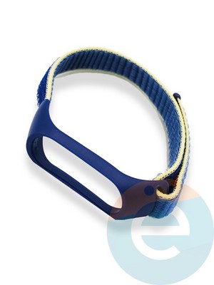 Нейлоновый ремешок для Xiaomi Mi band 5/6 сине-желтый - фото 39012