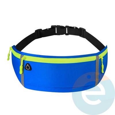 Сумка спортивная на пояс для смартфона на молнии голубая - фото 38796